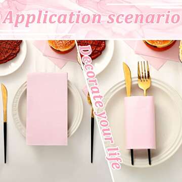 Glenmal 100 Pcs Light Pink Paper Disposable Napkins