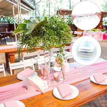 Glenmal 100 Pcs Light Pink Paper Disposable Napkins