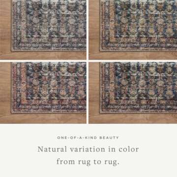 Loloi Amber Lewis Billie Collection, Ocean & Brick 5'-0" x 7'-6" Area Rug – Antique & Distressed Accent Rugs for Living Room, Bedroom, Entryway & Hallway, No Shed High Traffic Area Home Decor Rug