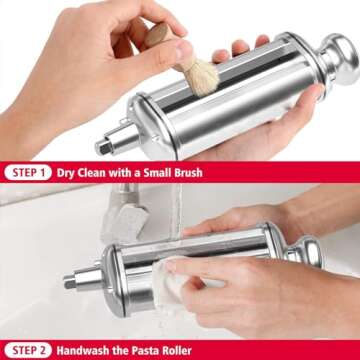 Electric Pasta Maker Attachment Dough Roller for All Kitchenaid Mixers, Noodle Ravioli Dumpling Maker with 8 Different Thicknesses Setting, Kitchen Aid Mixer Accessory Stainless Steel 1 Pack