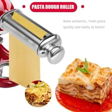 Electric Pasta Maker Attachment Dough Roller for All Kitchenaid Mixers, Noodle Ravioli Dumpling Maker with 8 Different Thicknesses Setting, Kitchen Aid Mixer Accessory Stainless Steel 1 Pack