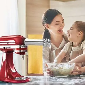 Electric Pasta Maker Attachment Dough Roller for All Kitchenaid Mixers, Noodle Ravioli Dumpling Maker with 8 Different Thicknesses Setting, Kitchen Aid Mixer Accessory Stainless Steel 1 Pack