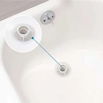 Hairstopper Drain Cover Hair Catcher for Shower and Bathtub, Protects Against Clogs Without Blocking Water Flow, White, 3 Pack