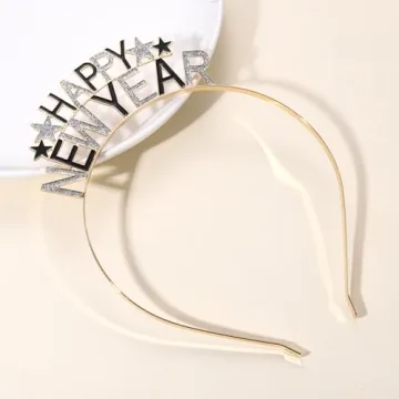 PHALIN Happy New Year Headbands for Women, New Year’s Eve Hat Star Hairbands New Year Party Supplies Holiday Gifts