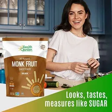 HEALTH GARDEN Monk Fruit Sweetener, Golden- Non GMO - Gluten Free - Sugar Substitute - Kosher - Keto Friendly (3 lbs) (9505)