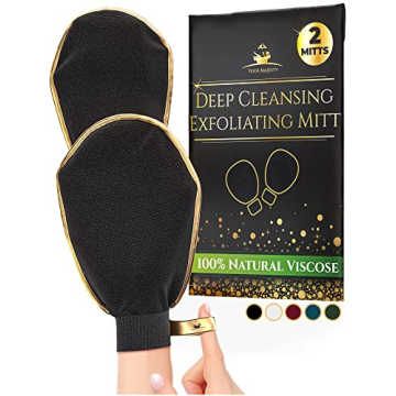 Exfoliating Gloves for Body [for Glowing Skin] Pack of 2 Korean Exfoliating Mitt for Dead Skin Remov...