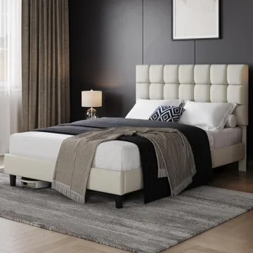 Yaheetech Queen Upholstered Bed Frame Adjustable Headboard