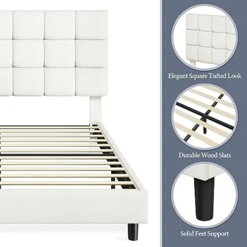 Yaheetech Queen Upholstered Bed Frame Adjustable Headboard