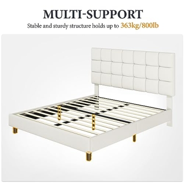 Yaheetech Queen Upholstered Bed Frame Adjustable Headboard