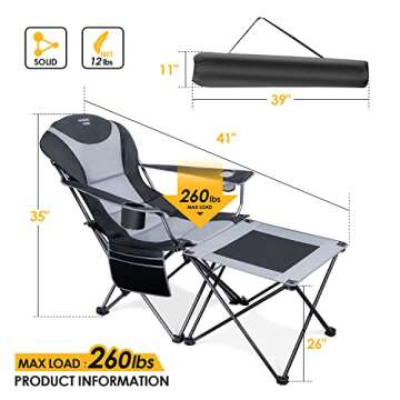 LAUSAINT HOME Folding Camping Chair with Footrest
