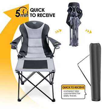 LAUSAINT HOME Folding Camping Chair with Footrest