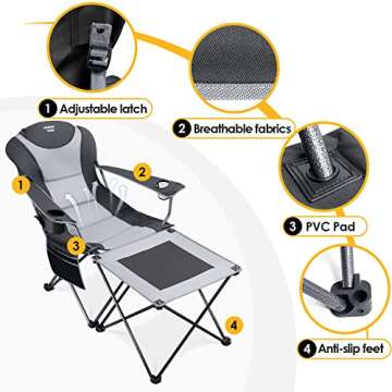 LAUSAINT HOME Folding Camping Chair with Footrest