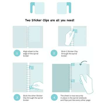 Clipmatic Stationery and Notebook Clip Sticker Accessories. Say Goodbye to Boring and Static Spiral Notebooks and Planner! Add Pages to Your 2024 Planner. (Yellow)