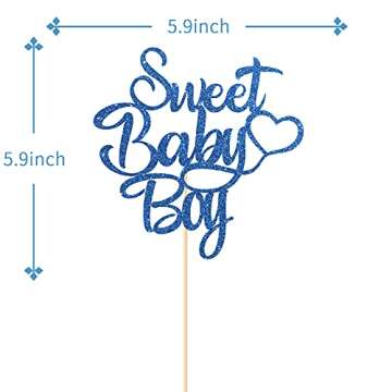 KakaSwa Sweet Baby Boy Cake Topper, Baby Shower/Newborn Gender Reveal Party Decorations, Welcome Bab...
