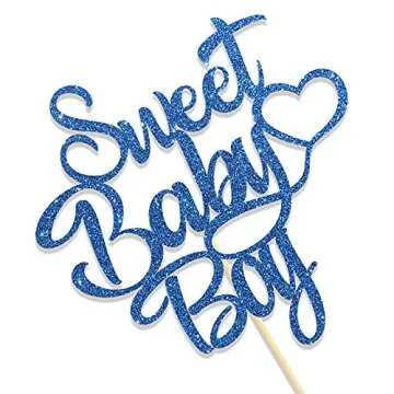 KakaSwa Sweet Baby Boy Cake Topper, Baby Shower/Newborn Gender Reveal Party Decorations, Welcome Baby Patry Supplies, Theme Party Cake Decor, Blue