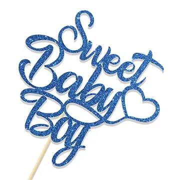 KakaSwa Sweet Baby Boy Cake Topper, Baby Shower/Newborn Gender Reveal Party Decorations, Welcome Baby Patry Supplies, Theme Party Cake Decor, Blue