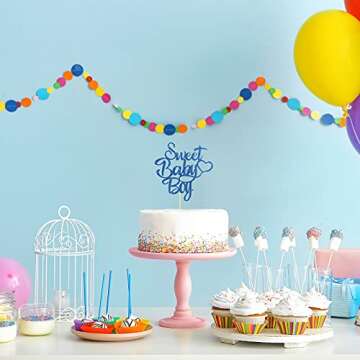 KakaSwa Sweet Baby Boy Cake Topper, Baby Shower/Newborn Gender Reveal Party Decorations, Welcome Baby Patry Supplies, Theme Party Cake Decor, Blue