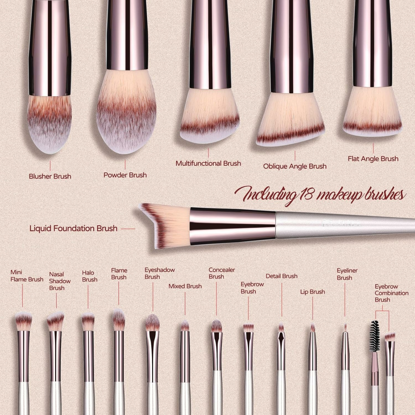 BS-MALL 18 Pcs Makeup Brush Set – Premium Quality