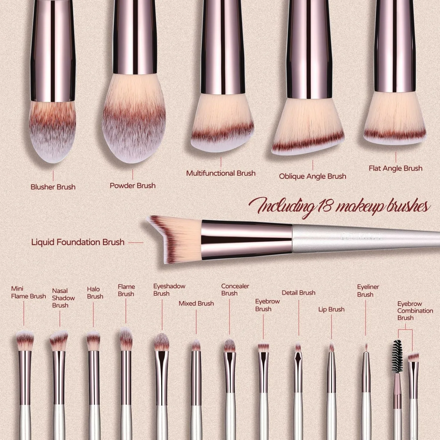 BS-MALL 18 Pcs Makeup Brush Set – Premium Quality