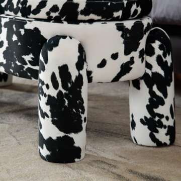 Ya-Home Modern Storage Bench, 44.7 Inch Upholstered Ottoman Bench Velvet Fabric End of Bed Stool, Cute Entryway Bench for Bedroom Living Room Entryway, Black Cow