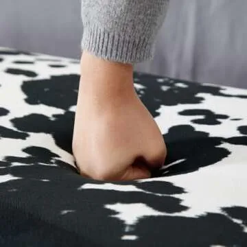 Ya-Home Modern Storage Bench, 44.7 Inch Upholstered Ottoman Bench Velvet Fabric End of Bed Stool, Cute Entryway Bench for Bedroom Living Room Entryway, Black Cow