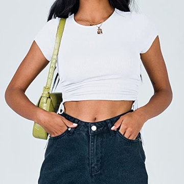 Kirozanny Women's Stylish Short Sleeve Crop Top White