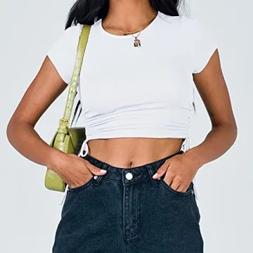 Kirozanny Women's Stylish Short Sleeve Crop Top White