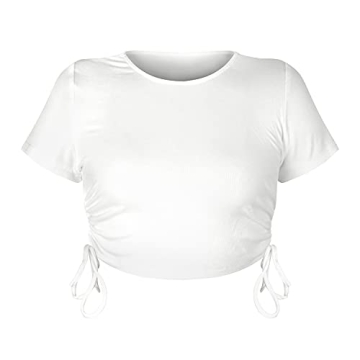 Kirozanny Women's Stylish Short Sleeve Crop Top White