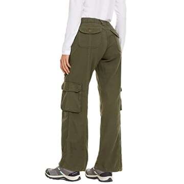 Women's Hiking Cargo Pants Joggers Cotton Casual Military Army Combat Work Pants with 7 Pockets,Army Green S