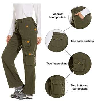 Women's Hiking Cargo Pants Joggers Cotton Casual Military Army Combat Work Pants with 7 Pockets,Army Green S
