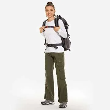 Women's Hiking Cargo Pants Joggers Cotton Casual Military Army Combat Work Pants with 7 Pockets,Army Green S