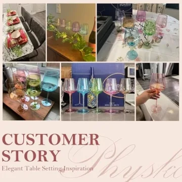 Physkoa Colored Wine Glasses 6-Piece Hand-Blown Set