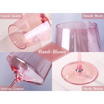 Physkoa Colored Wine Glasses 6-Piece Hand-Blown Set