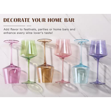 Physkoa Colored Wine Glasses 6-Piece Hand-Blown Set