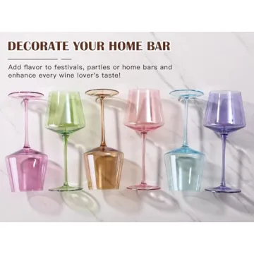 Physkoa Colored Wine Glasses 6-Piece Hand-Blown Set