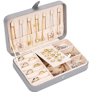 KCY Travel Jewelry Organizer Box for Women Girls, Small Travel Jewelry Case, PU Leather Portable Jew...