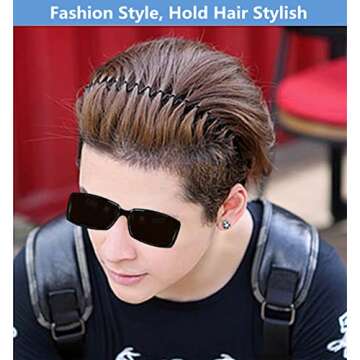 bodbop XINGZHE Metal Hairband - Unisex Elastic Non-Slip Wavy Headband for Sports, Fashion, 2 PCS