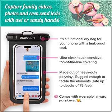 Eco Sun Waterproof Phone Pouch (2-Pack) — Designed in Hawaii — Case Fits All iPhones (incl. 16 Pro Max), Samsung Galaxy S24 Ultra & More Black/Black