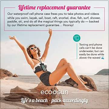 Eco Sun Waterproof Phone Pouch (2-Pack) — Designed in Hawaii — Case Fits All iPhones (incl. 16 Pro Max), Samsung Galaxy S24 Ultra & More Black/Black