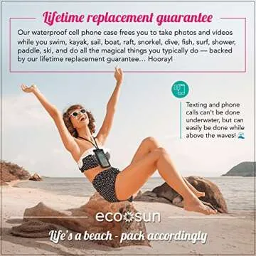 Eco Sun Waterproof Phone Pouch (2-Pack) — Designed in Hawaii — Case Fits All iPhones (incl. 16 Pro Max), Samsung Galaxy S24 Ultra & More Black/Black