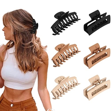 Vsiopy 6pcs Stylish Claw Hair Clips for All Hair Types