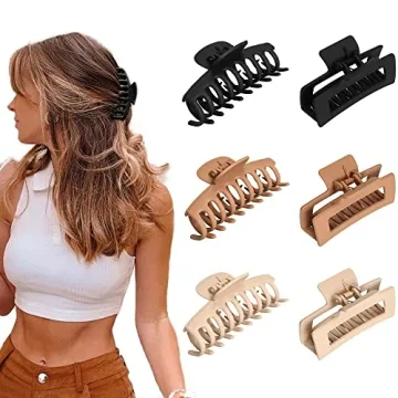 Vsiopy 6pcs Stylish Claw Hair Clips for All Hair Types