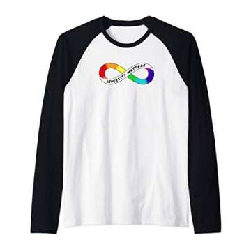 Diversity Matters - Rainbow Infinity Neurodivergent Pride Raglan Baseball Tee