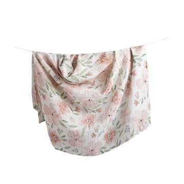 Crane Baby 100% Cotton Muslin Swaddle Blankets, Parker Pink Floral, Baby Swaddle Blanket, Set of 2, ...
