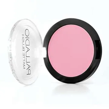 Palladio Matte Blush, Brushes onto Cheeks Smoothly, Soft Matte Look and Even Finish, Flawless Velvety Coverage, Effortless Blending Makeup, Flatters the Face, Convenient Compact, Berry Pink