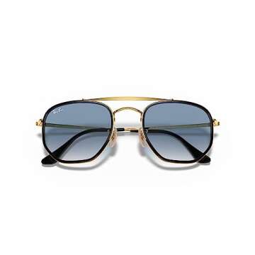 Ray-Ban RB3648M The Marshal II Hexagonal Sunglasses, Gold/Clear Gradient Blue, 52 mm