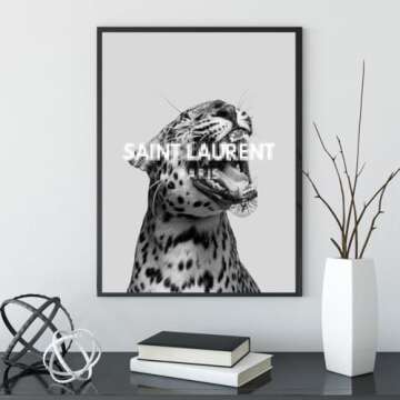 Trendy Luxury Fashion Wall Art-Retro Fashion Cheetah Poster For Girls Room Wall Decor-Vintage Black ...