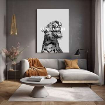 Trendy Luxury Fashion Wall Art-Retro Fashion Cheetah Poster For Girls Room Wall Decor-Vintage Black And White Art Canvas Print Picture For Girly Apartment Dorm Decor