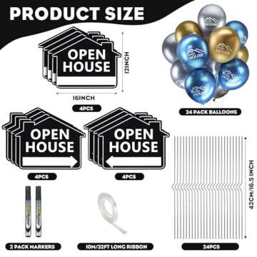 Beeveer 12 Pack Open House Signs with Stakes for Estate Large Double Sided Estate Sale Yard Signs wi...