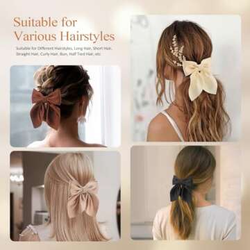 6Pcs Cute Hair Bows - Silky Satin Clips for All Ages